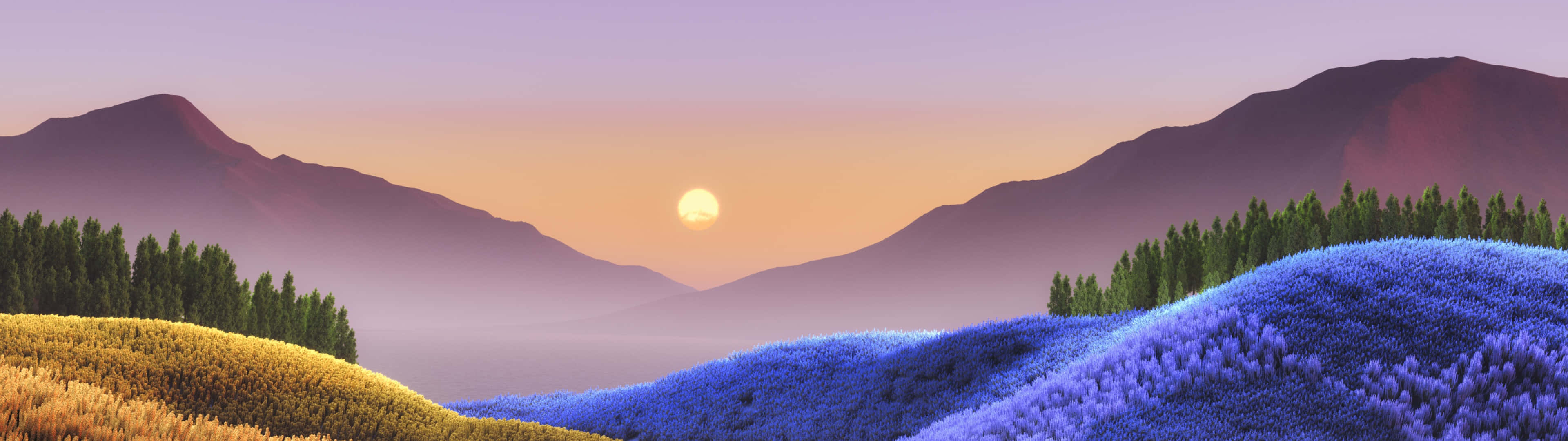 Download Serene Mountain Landscape Dual Screen Wallpaper | Wallpapers.com